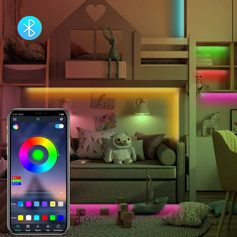 WIFI LED Strip Lights Bluetooth RGB Led light 5050 SMD Flexible 20M 15M  DC WIFI 24K/44K Control+Adapter
