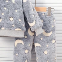 Baby Boys Autumn/Winter Plush Night Fluorescent Home Fur Baby Warm Pajama Set Fashionable and Comfortable Child Accessories 4