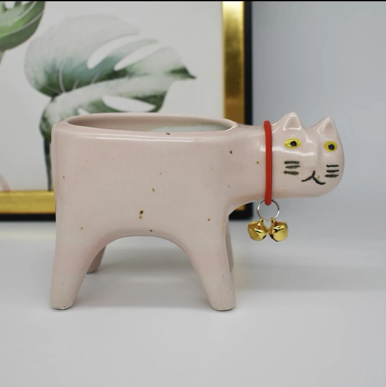 Vaso de cerâmica bonito do gato, vaso de desenho animado, cacto simples da  cauda do macaco, decoração para casa criativa, personalidade