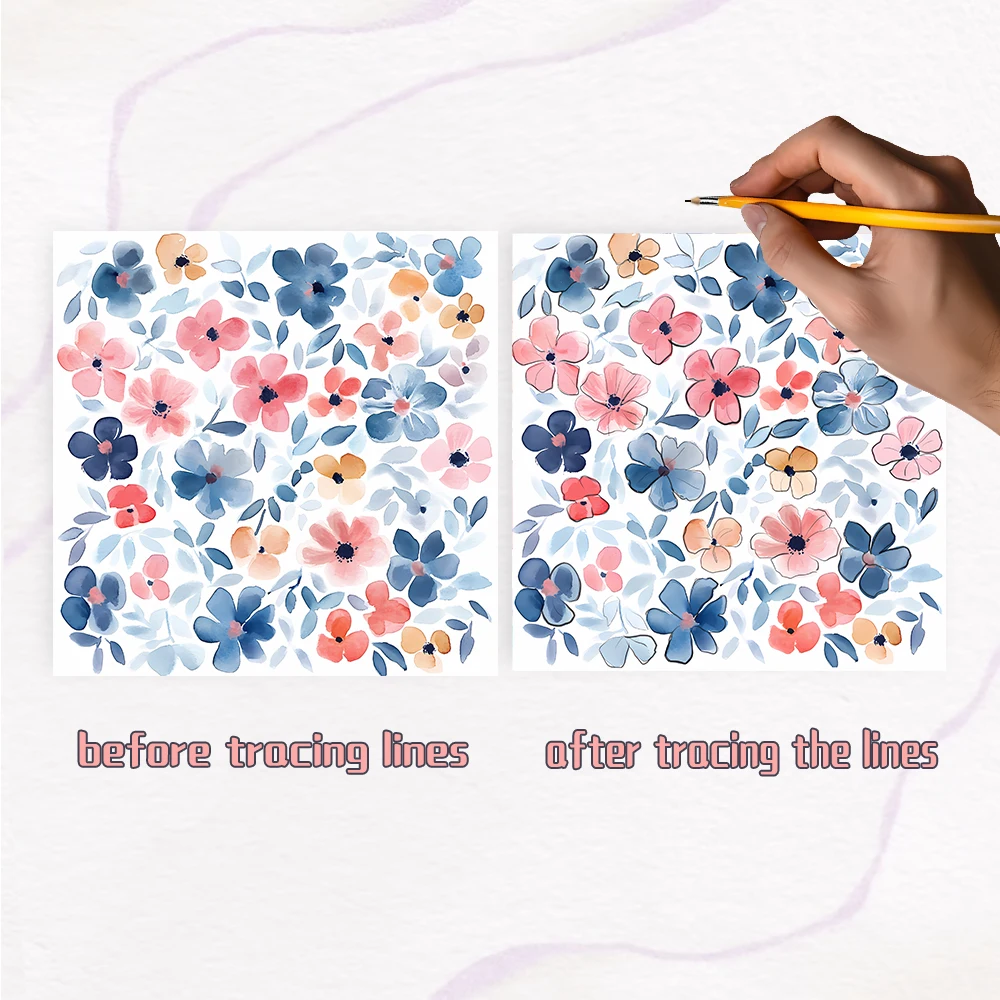 1pc, Floral Reverse Colouring Book, 30 sheets of 100gsm, Relaxing & Creative Lines ‘All You Need Is A Pen Book’ Birthday Gift 4