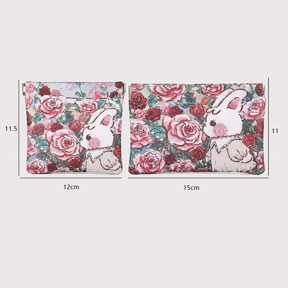 Cute Bunny Print Automatic Closing Coin Purses Women Coin Pouch Travel Lipstick Cosmetic Bag Fashion Waterproof PU Storage Bags