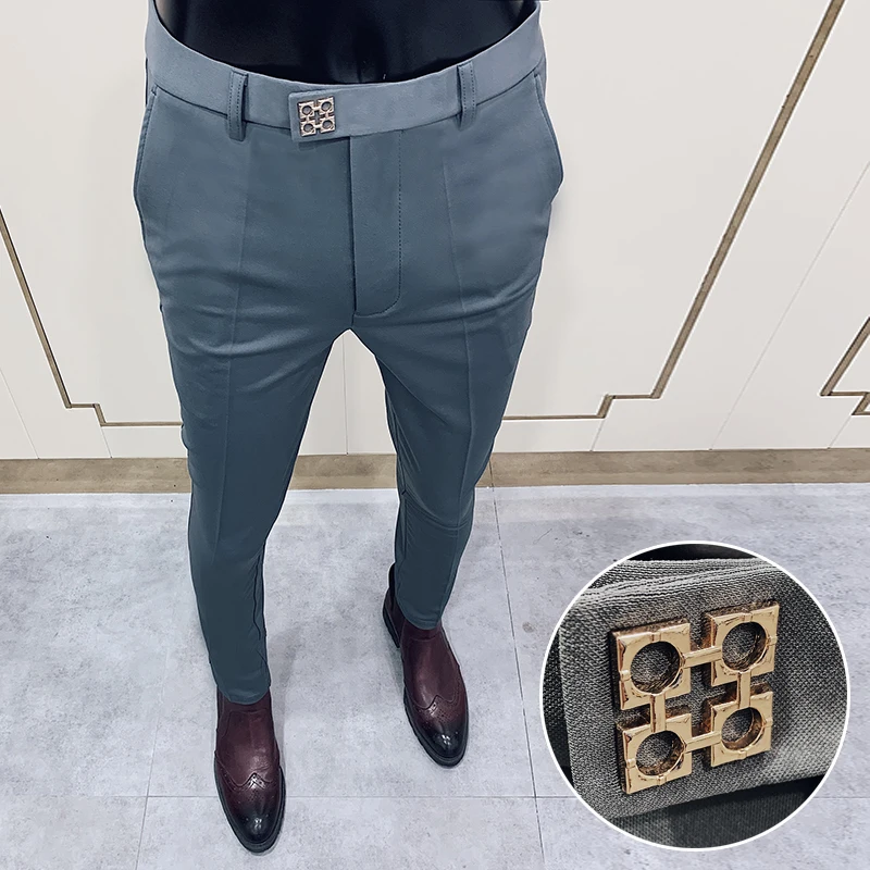 

Spring Autumn New Men's Suit Pants Fashion Business Casual Slim Dress Pants Men Street Wear Social Formal Pantalon Clothing 36