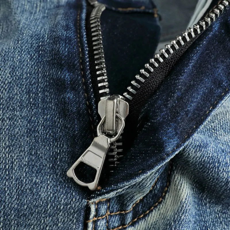 High Street Fashion Men Jeans Retro Blue Stretch Skinny Fit Ripped Jeans Men Bandana Patched Designer Hip Hop Brand Pants Hombre