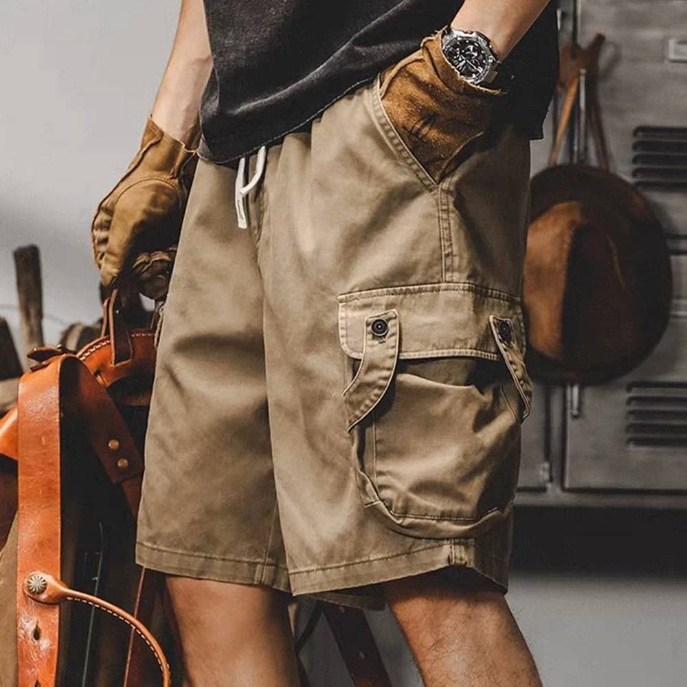 American Retro Overalls Shorts Men's Summer Hip-hop 2023 New High Street Loose Big Pocket Sports Pants Casual Five-point Pants