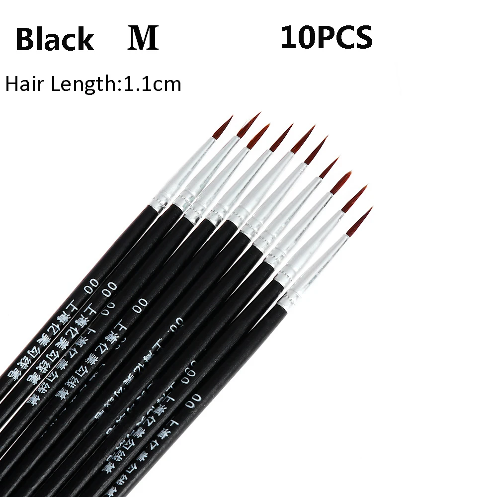 Set of 10 Nylon Fine Point Art Brushes