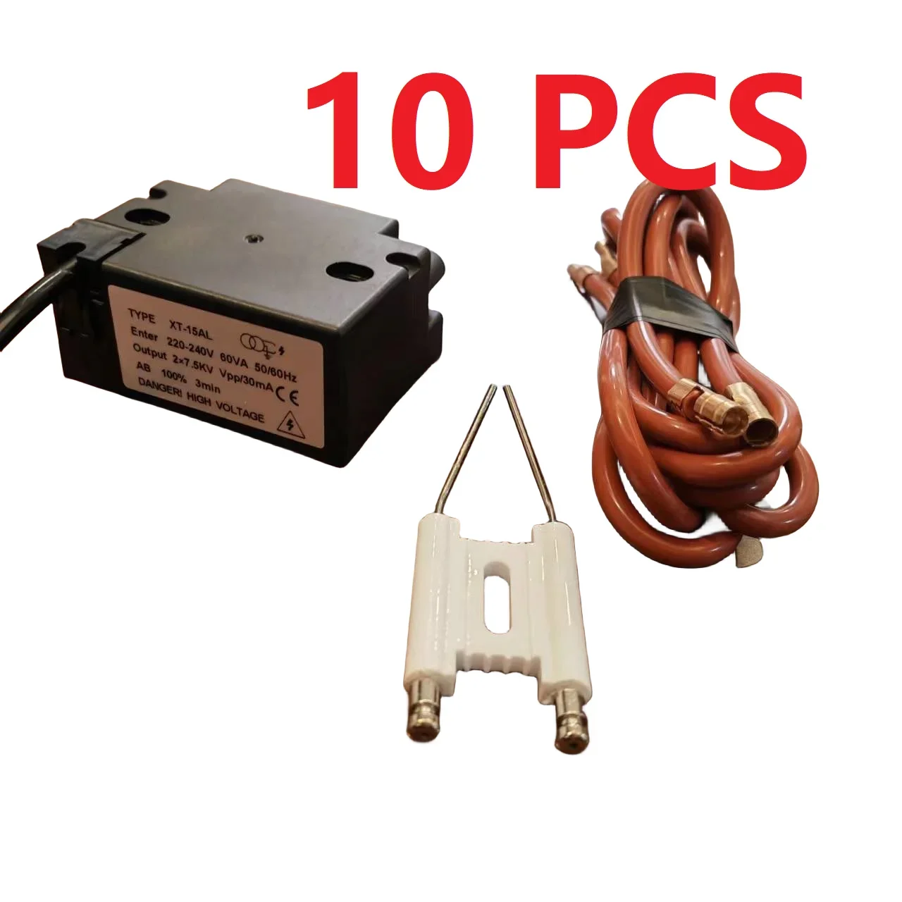 XT15AL Fuel Ignition Transformer with High-Voltage Wire and Spark Needle 220V Input and 15KV Output