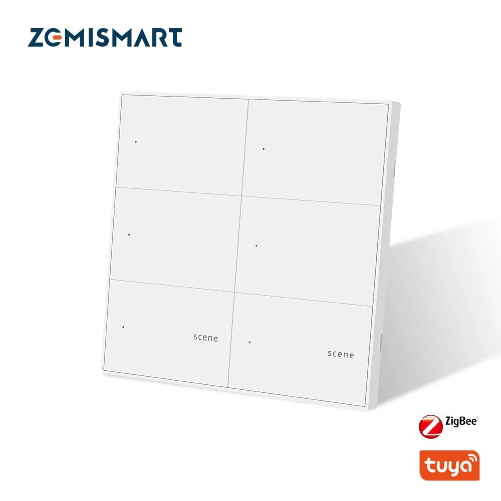 Zemismart-tuya Zigbee Interruptor de Luz Parede Gang Cena Gang Botão Neutro Interruptor Inteligente Alexa Google Home 4×4