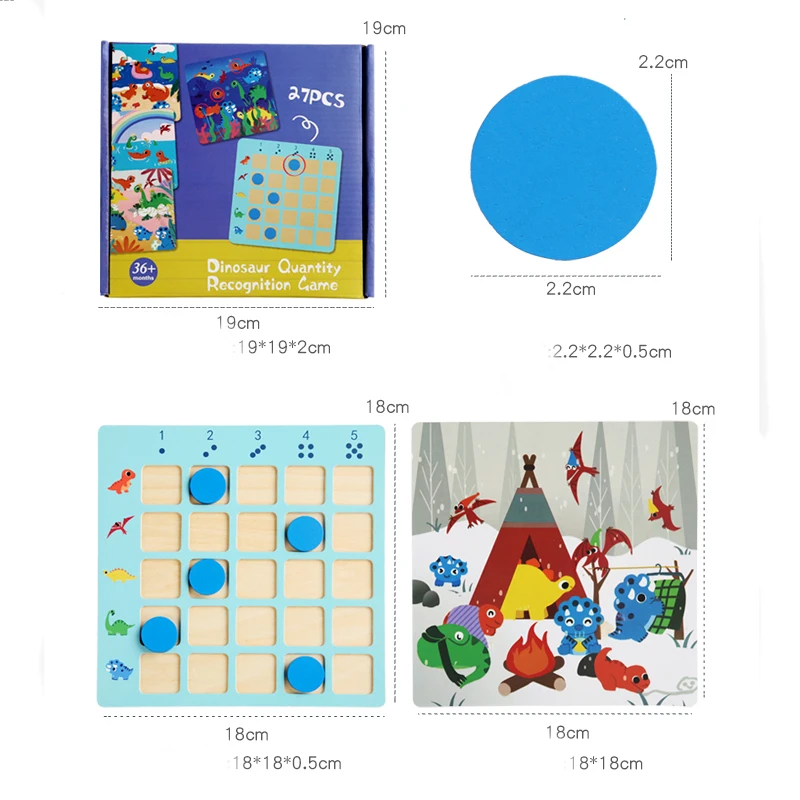 Kids Counting Game Montessori Math Toy Wooden Number Sense Dinosaur Count Numbers Matching Game Logic Early Educational Toy