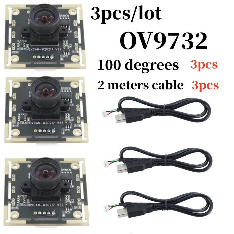 

3PCS/LOT OV9732 100 degrees camera module 2 meters cable 1 million pixels High definition facial recognition all-in-one machine