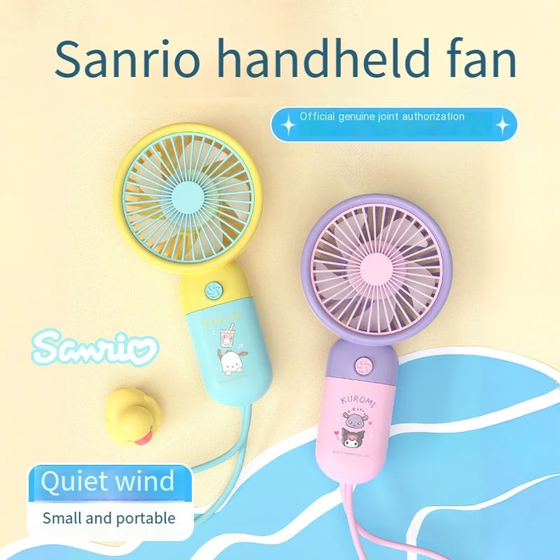 Sanrio Handheld Kuromi Summer Outdoor Small Fan Portable Small Rechargeable Cinnamoroll Handheld Cute Mini Student Fan High Wind