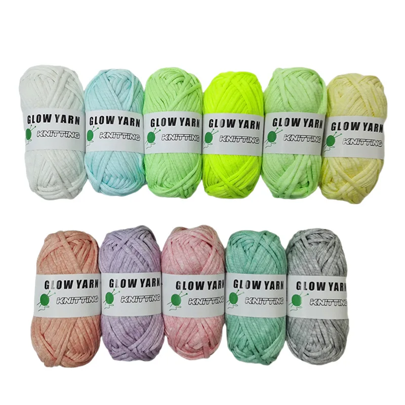 4mm 45meters Thick Yarn Glow in the Dark Polyester Luminous Chunky Yarn Colored Cloth Yarn for Hand Knitting Woven Bag Carpet DI 4