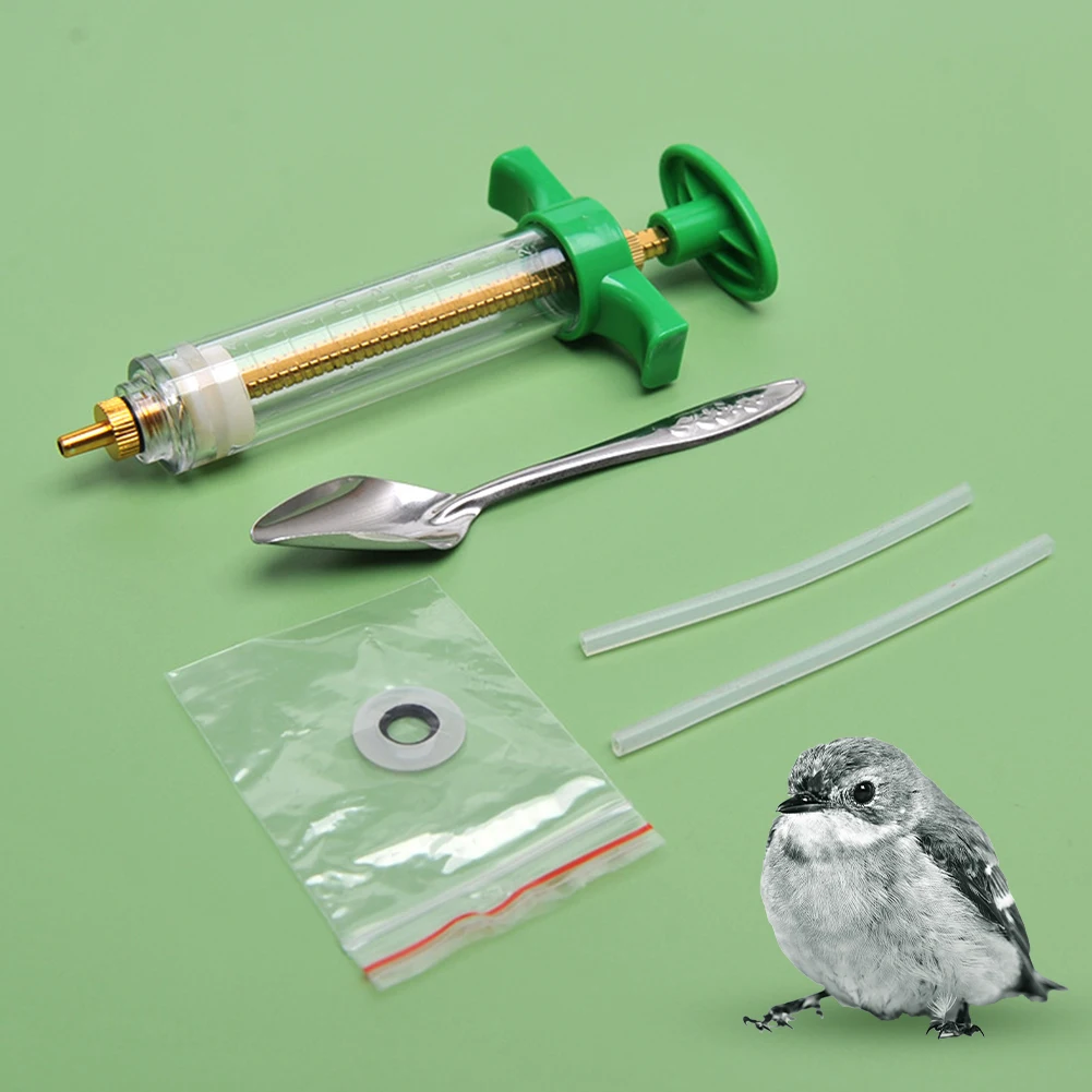 

10ml/20ml/30ml/50ml/100ml Bird Manual Feeding Kit With Tubes Budgie Parrot Feeding Metal Spoon Rehydrator