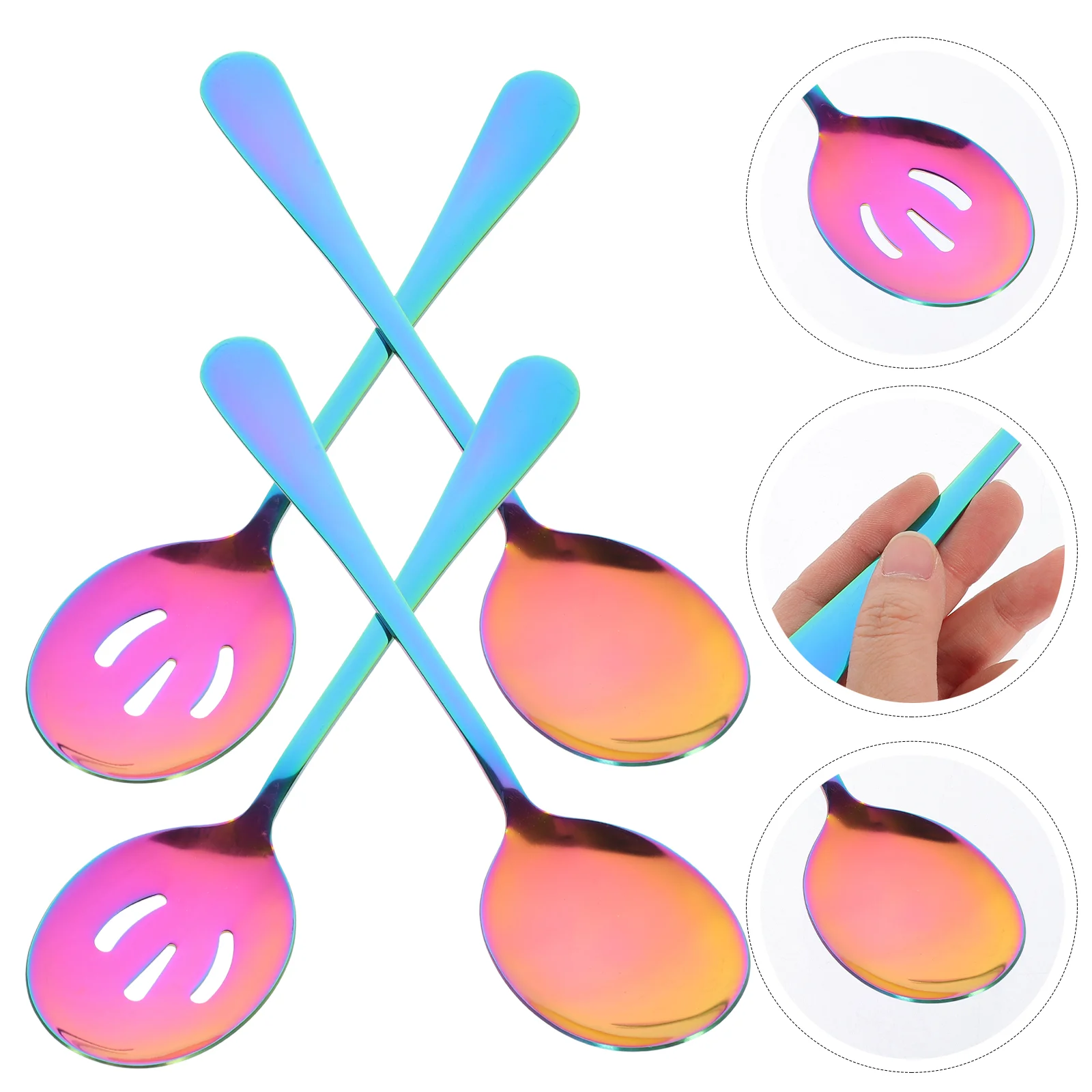 

4 Pcs Stainless Steel Spoon Reusable Serving Spoons Slotted Daily Use Ergonomic Utensils Home Supply