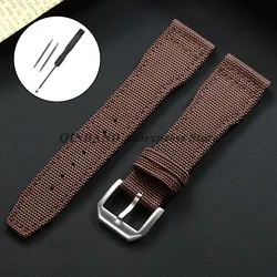 Nylon Canvas Waterproof Sport Watch Strap - Universal Wrist Belt Bracelet - Black Buckle (Brown)