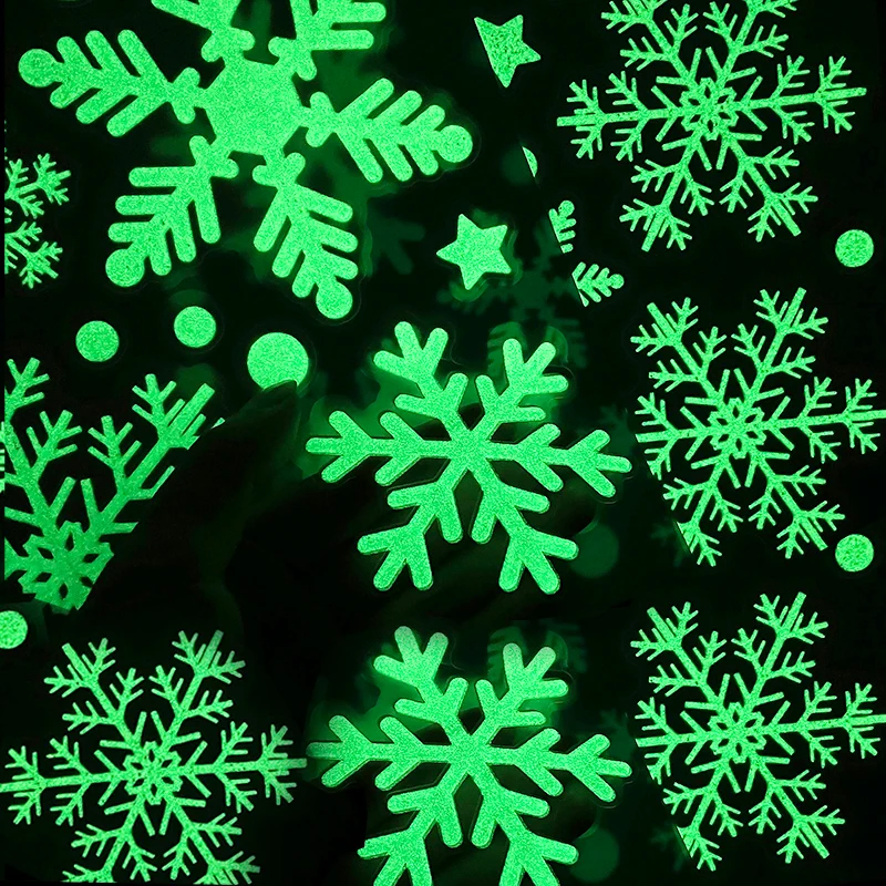 New Year Christmas Snowflake Window Stickers Glow In The Dark Luminous Wall Stickers For Home Room Wall Decal Xmas Party Decor