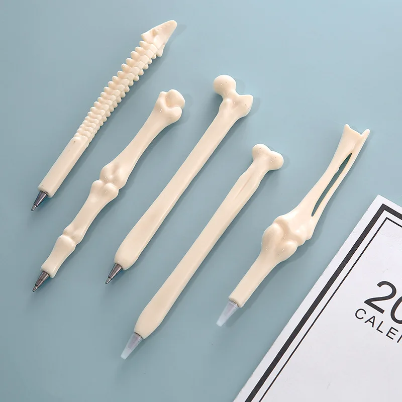 Ballpoint Pens 100 Pcs Black Blue Ink Creative Personality Bone Pens Exotic Stationery Funny Bone Pens