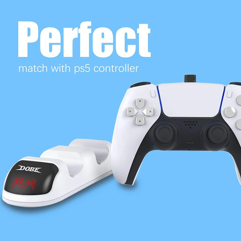 LED 표시기가 있는 PS5 컨트롤러 충전기 스탠드 스마트 보호 PS5 컨트롤러 충전기용 듀얼 게임 패드 USB 고속 충전 도크