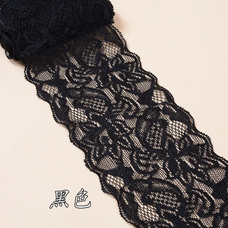 8cm Elastic Lace Fabric Black White Beige Burgundy Navy Blue Pink Red Blue Purple Green Gray Lace Trimming DIY Crafts Material for lace fabric lace sewing supplies lace sewing accessories lace garment accessories lace accessories lace decoration