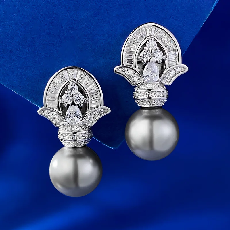 

Серебряные серьги-гвоздики S925 с серым жемчугом, 11 мм