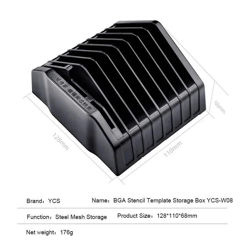 YCS-W08 BGA Stencil Storage Box For Mobile Phone Motherboard IC Chip Rework Tin Planting Steel Mesh Template Store Holder Tool 5