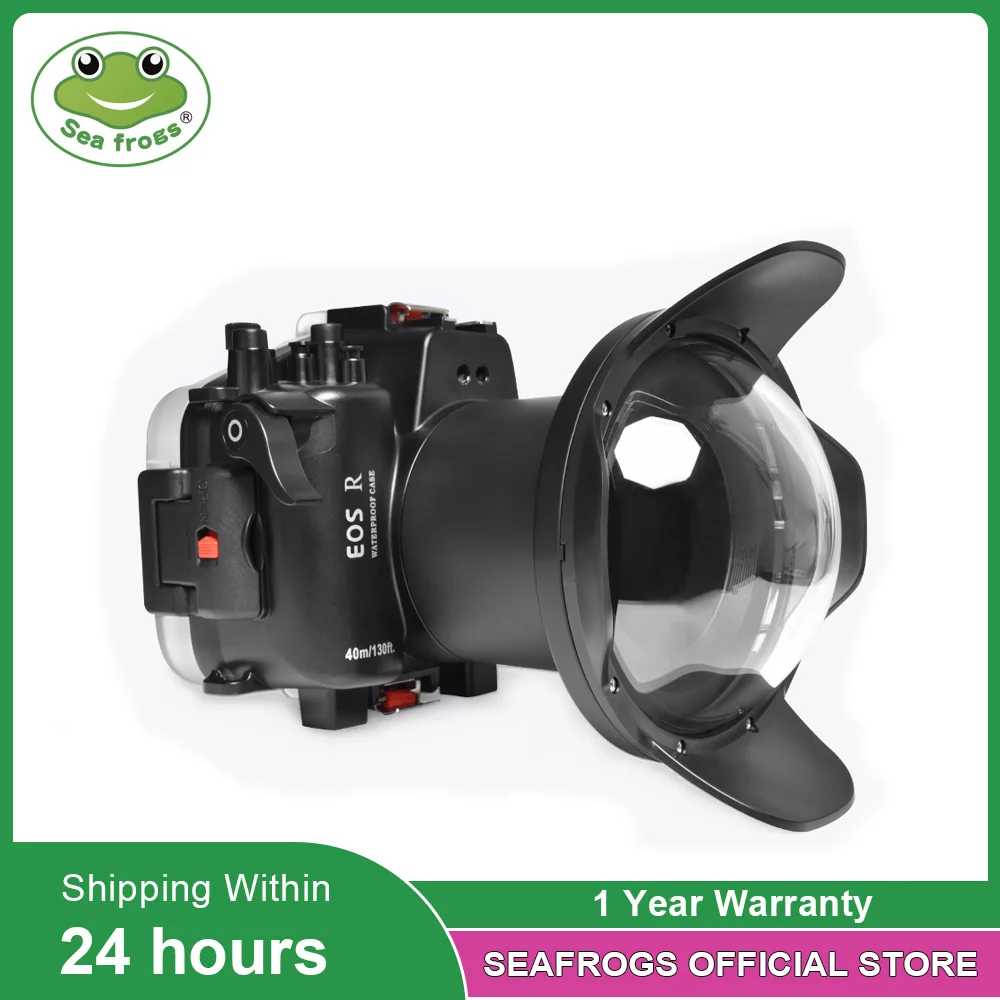 Seafrogs 블랙 방수 카메라 케이스, 돔 포트 포함, 캐논 EOS R 100mm 16-35mm 24-105mm 렌즈용