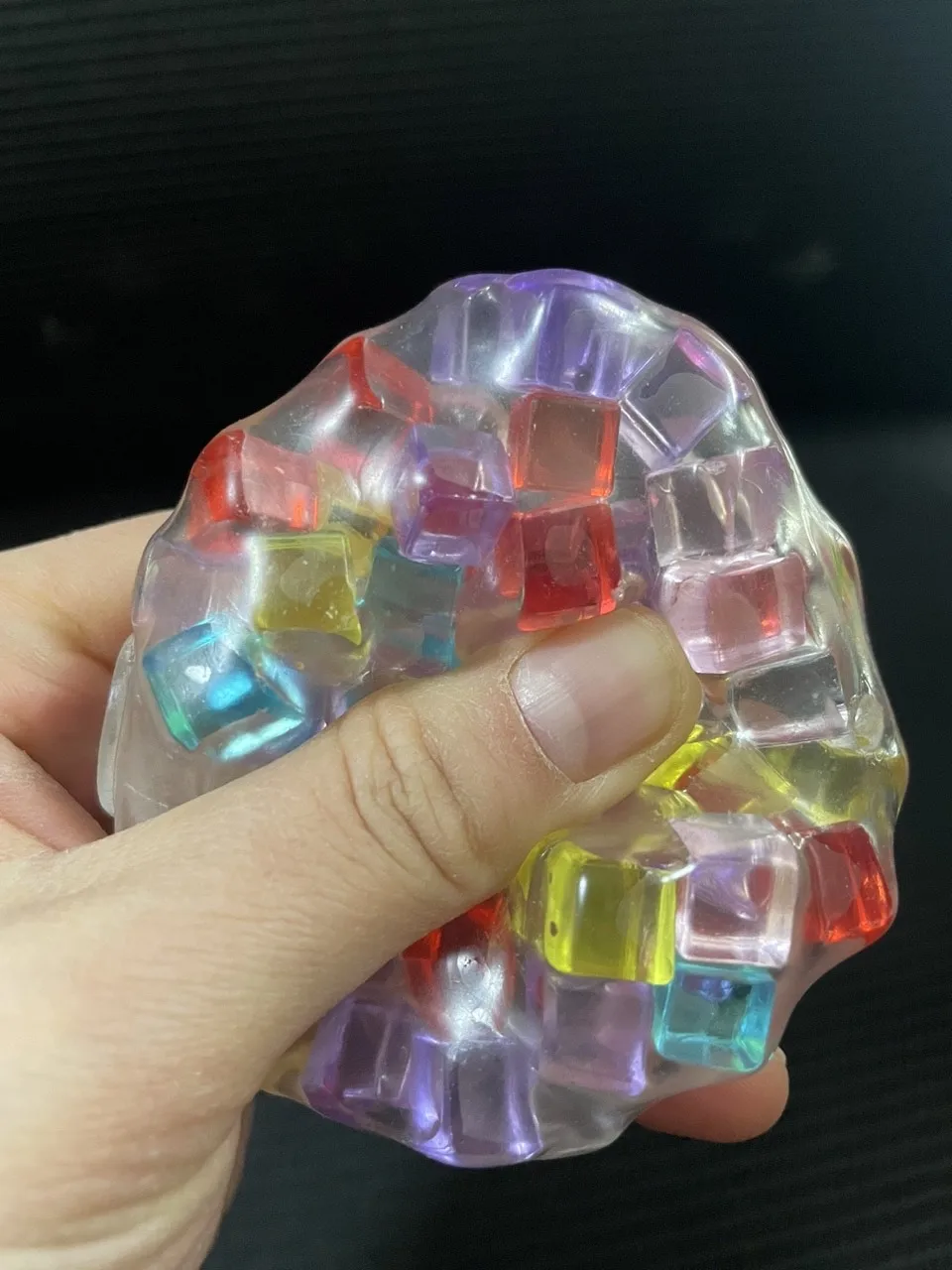 Rainbow Cube Stress Ball TPR Bead Pressure Reducing Decompression Pinch Ball for Children DIY Handmade Adult Vent Toy