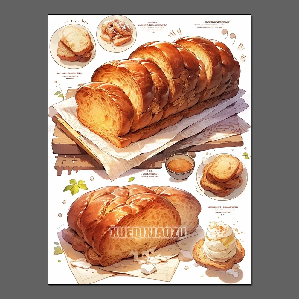 Pintura de diamantes con forma de pan y comida, decoración de cocina y restaurante, bricolaje, figura de postre con diamantes de imitación, conjunto de punto de cruz, regalo