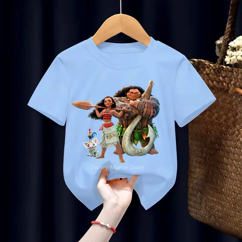 2024 Moana New Girls T-Shirts Summer Kids Cartoon T Shirts Short Sleeve Fashion Tees Tops Children Fashion Casual TShirts 1-14 Y 6
