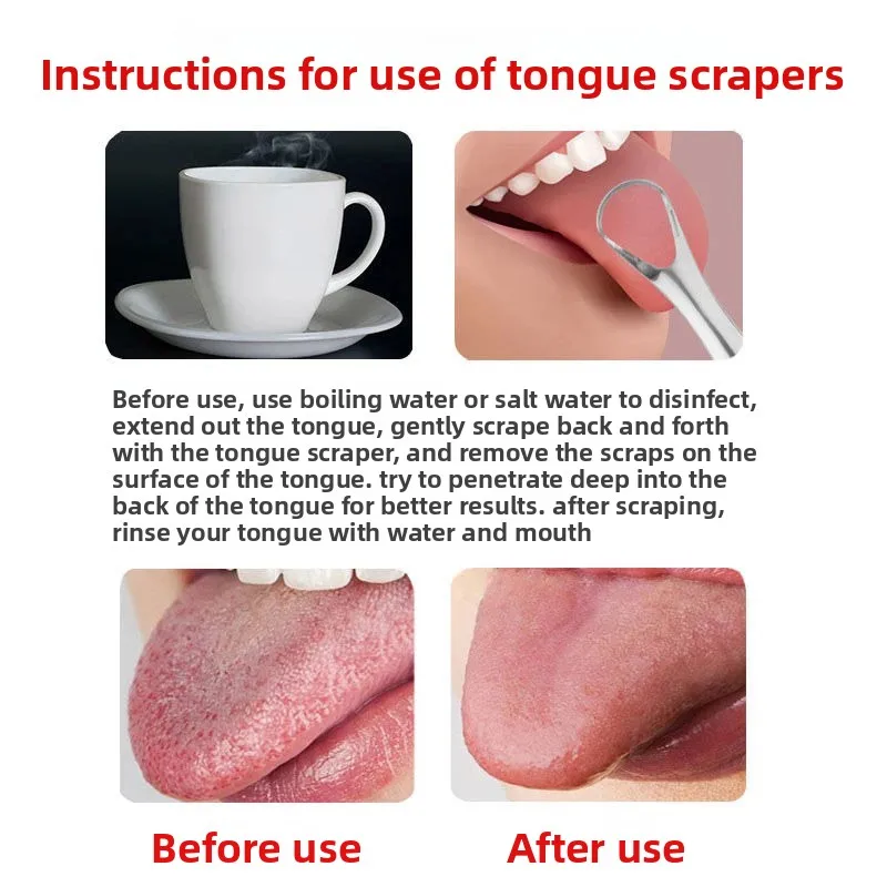 Stainless Steel Tongue Scraper for Oral Hygiene and Bad Breath Removal