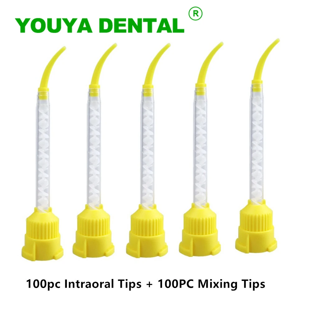 

200pcs Mixing Tips Intraoral Tips Dental Materials Dentistry Silicone Rubber Conveying Mixing Head Disposable Impression Nozzles