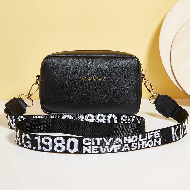 

Simple Style Small Shoulder Bags for Women Solid Color PU Leather Wide Strap Crossbody Bag Female Phone Purse Messenger Handbag