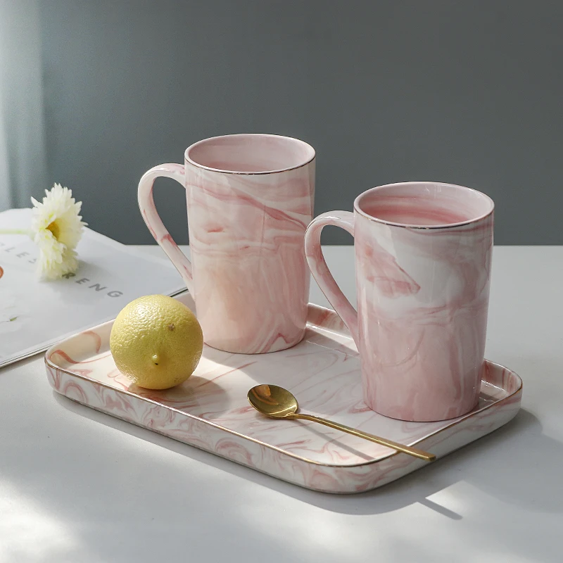 

Мраморная керамическая Высокая чашка, домашний набор из искусственной глины Пномпеня, роскошная нордическая чашка для молока и кофе, чашка для питья