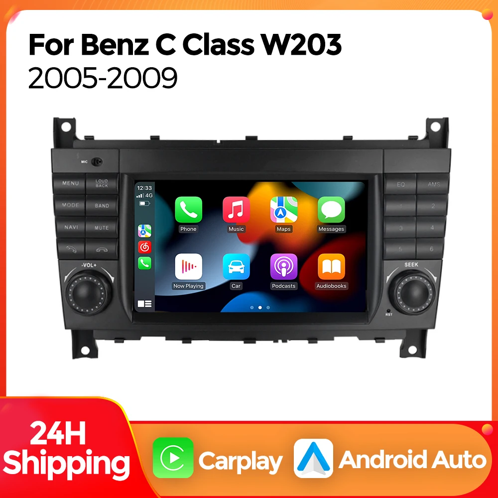 MEEllDE-Autoradio Android Auto, Carplay, Lecteur de Limitation, Mercedes Benz CLC W203 Classe C C180 C200 CLK200 CLK WGene