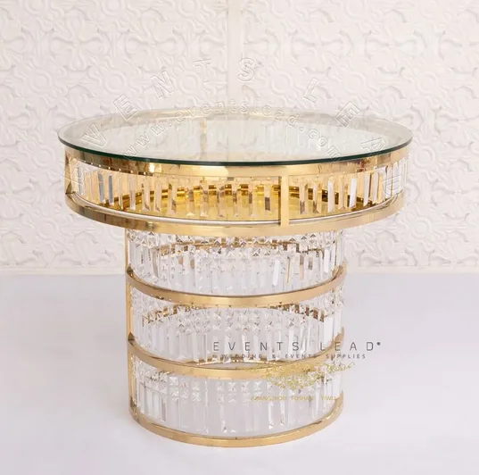 

Luxury gold stainless steel new design CYBELE crystal cake table wedding