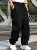 2024 Spring/Summer New Men's Fashion Casual Pants Solid Color Drawstring Multi Pocket Sports Running Straight Work Pants 1