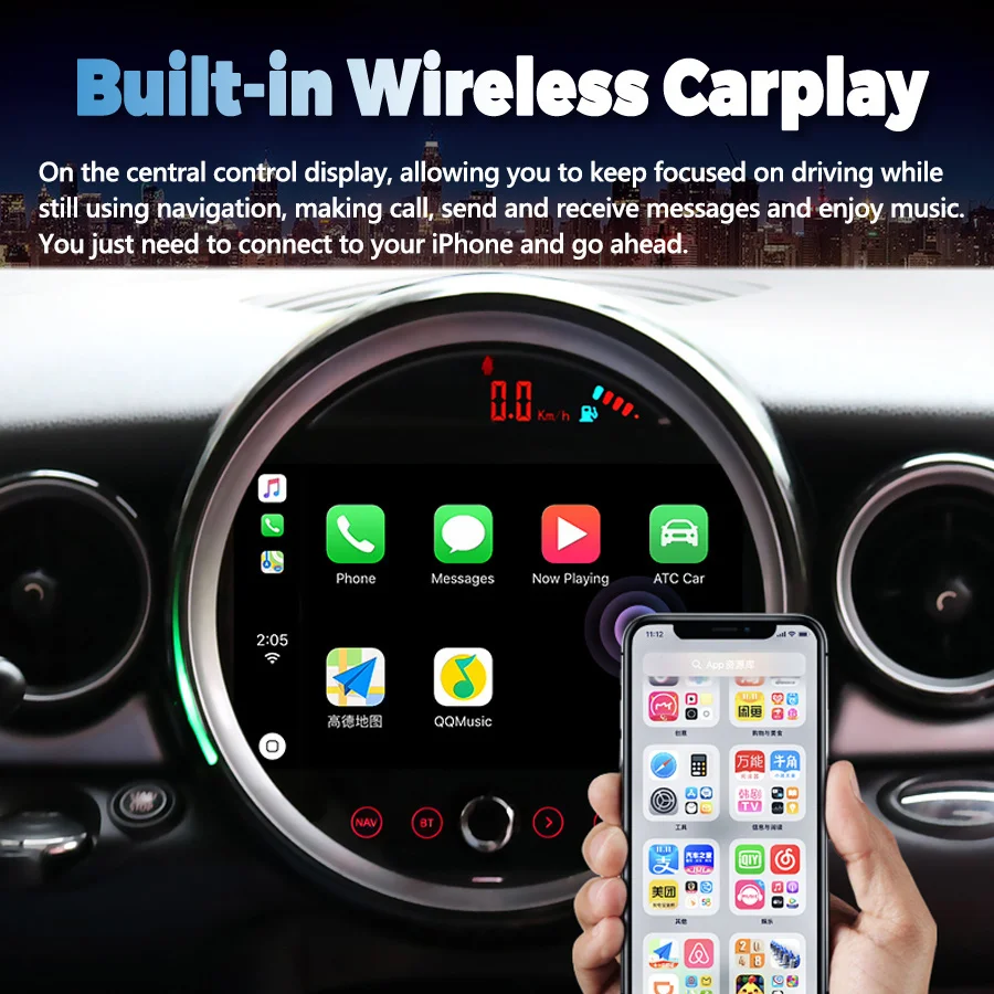 Autoradio Android 14 Pour Mini Cooper R56/R55/R60 (2007-2013) - Écran 9" - CarPlay/Android Auto Sans Fil