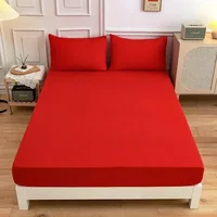 1PC Fitted Sheet with Elastic Bands All-inclusive Mattress for Single Double King Queen Bed Solid Color Non-slip Bed Cover 5