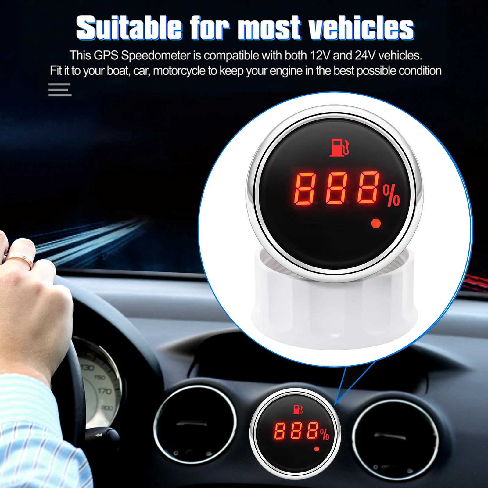 Fuel Level Gauge Fuel Level Sensor Auto Digital 52mm Fuel Level Gauge