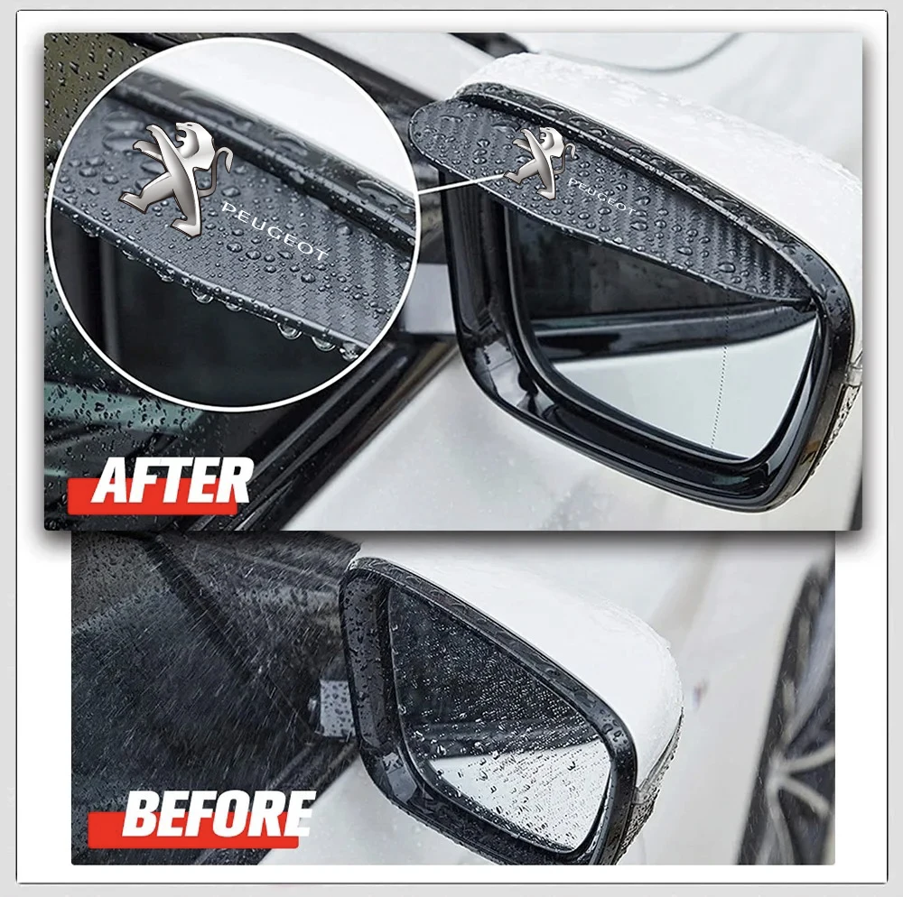 2PCS of General Motors rearview mirror rain cover carbon fiber For Peugeot 407 3008 307 308 206 508 208 207 607 106 301 408 5008