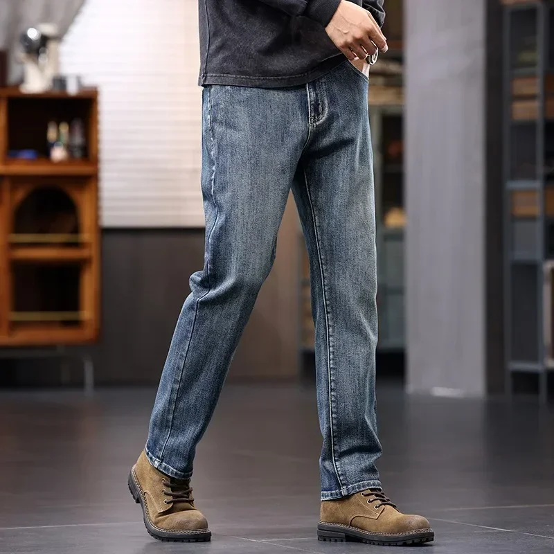 Jeans Tall Men 110CM 115CM Superlong  Plus Size 40 42 Straight Classic Young Boys Pants Extra Long Elastic Male Denim Trousers 3