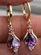  Luxury Temperament Drop-shaped Ntural Gemstone  Popular Jewelry Diamond-set Zircon Dangle Earrings For Women Gift 