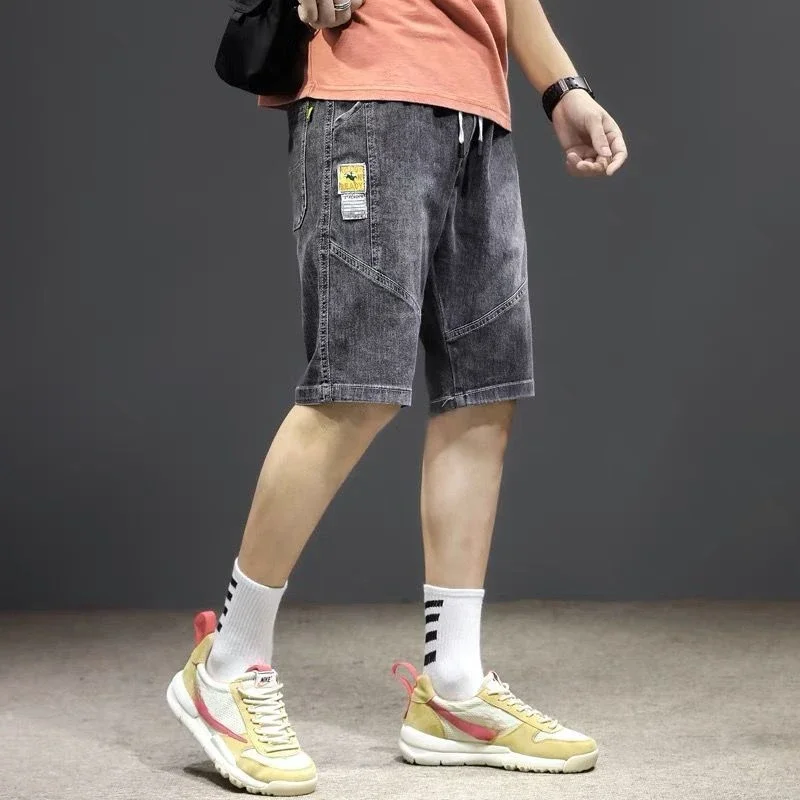 thumbnail image 1 of Pantalones cortos cargo bermuda para hombre, pantalones cortos vaqueros largos con bolsillos para hombre, tendencia 2024, corte de lujo, moda Y2k, vaquero rudo, XL, 1 of 5