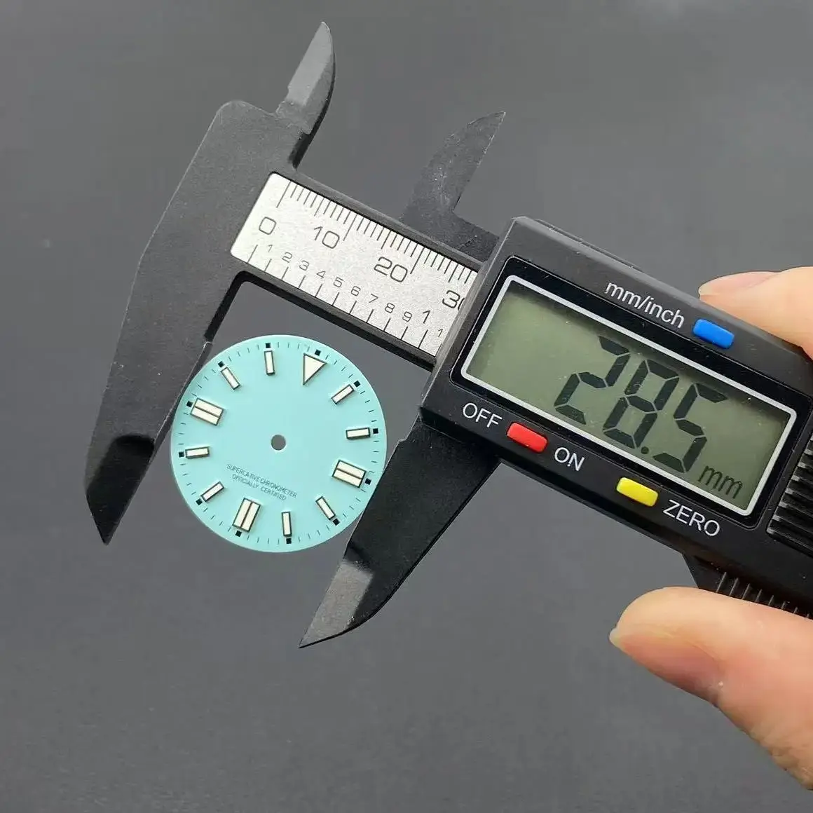 Luminous Green Dial - 28.5mm Double Pin No Date for Watch Crafting and Modification