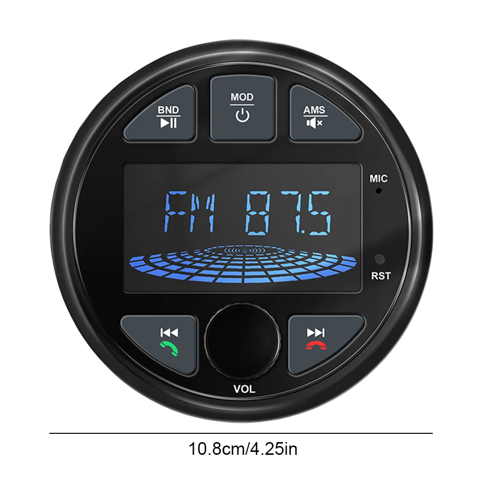Marine Stereo Boat Radio 4x50W DC 12V LCD Screen BT Digital Media Radio IPX6 Waterproof Boat AM FM Receiver Car