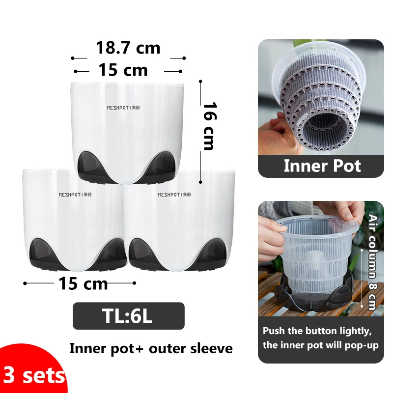 Meshpot Decorative Clear Orchid Planter with Inner Pot and Dual-Layer Design