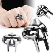 Goth Hip Hop MF DOOM Mask Rings For Men Gladiator Punk Style Egyptian Pharaoh Male Ring Classic Retro Jewelry Party Accessories