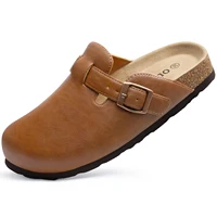 Shevalues Sabots en cuir végétalien pour femmes, mules confortables à semelle en liège pour hommes, chaussures unisexes tendance à enfiler avec soutien de la voûte plantaire 4