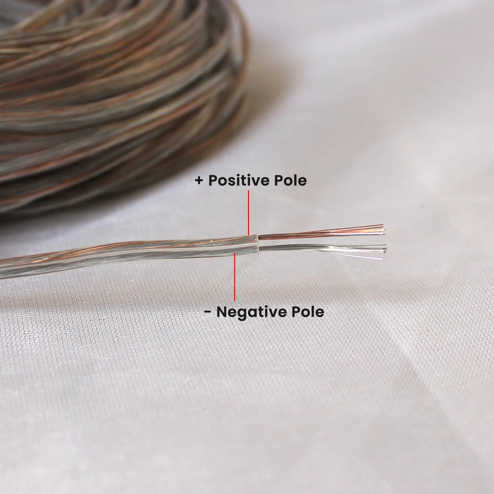 Transparent Parallel Copper Cable - 2-Pin LED Strip Light Wire with Tinned Copper (22/20AWG)