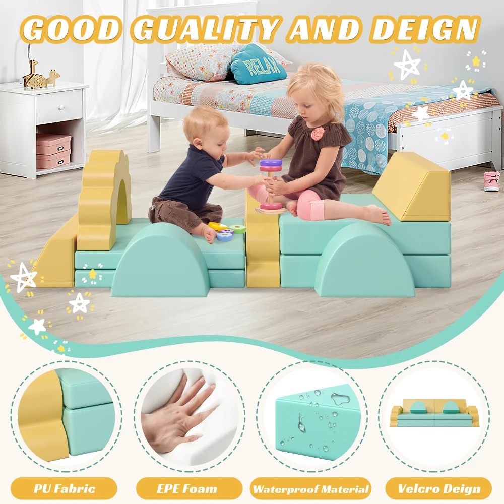 10PCS Kids Couch for Playroom, Baby Climbing and Crawl Foam Play Set, Foam Climbing Blocks Convertible Sofa ,Kids Play Couch 5