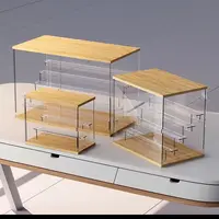 Transparent Acrylic Ladder Display Box Solid Wood Dustproof Storage Box For Blind Box Toys, Car Models Storage and Display 1